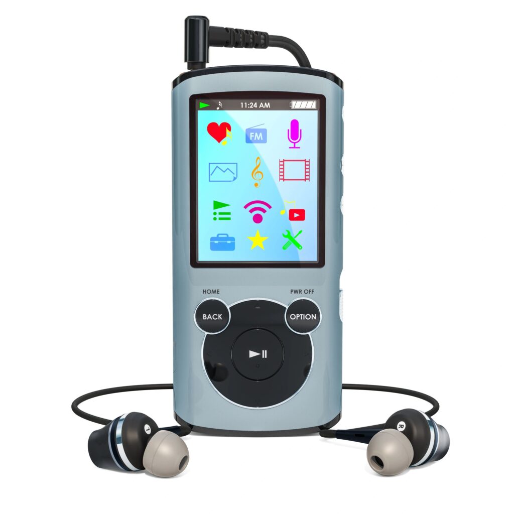 Simple digital music player with earphones