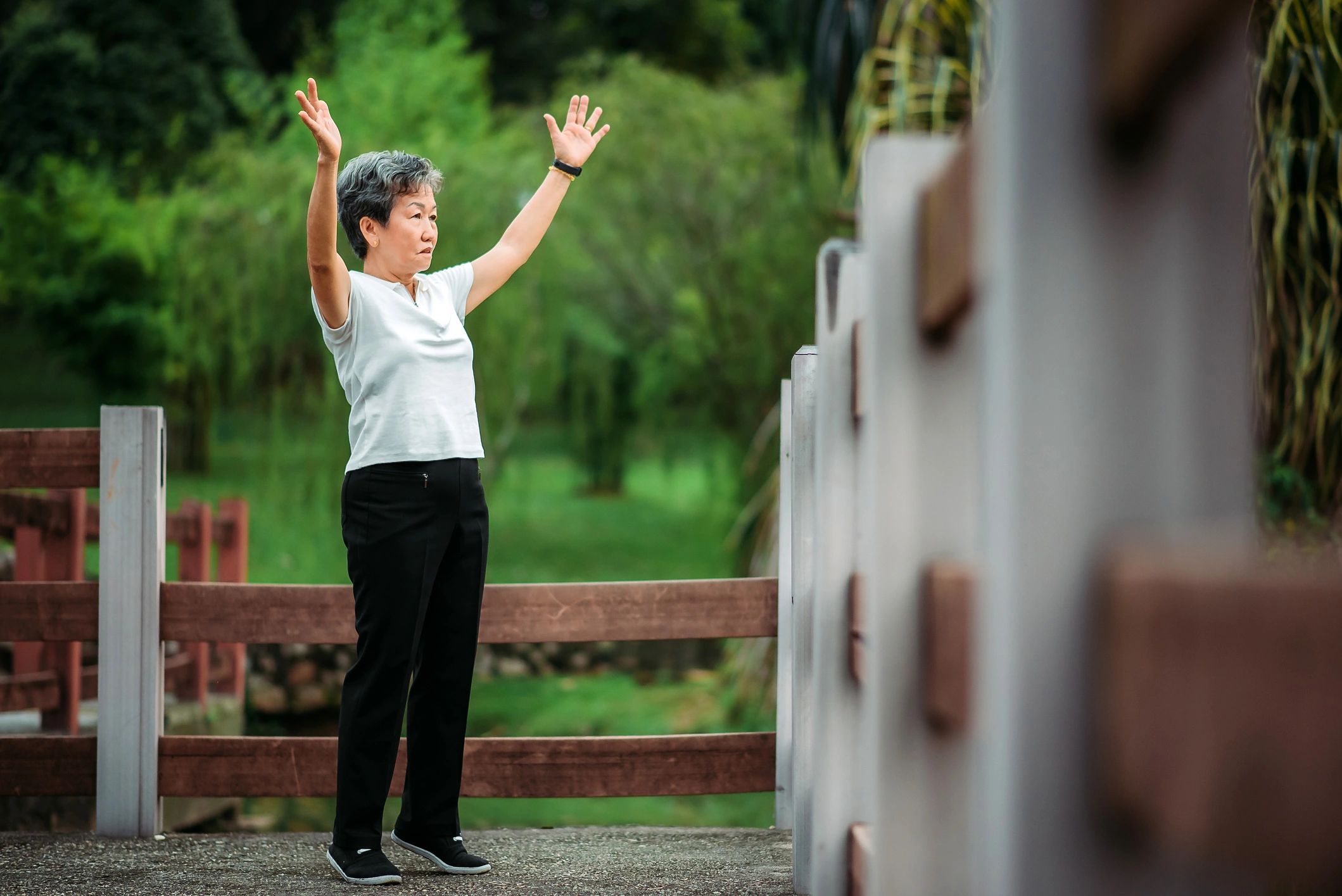 Older adult doing balance exercises