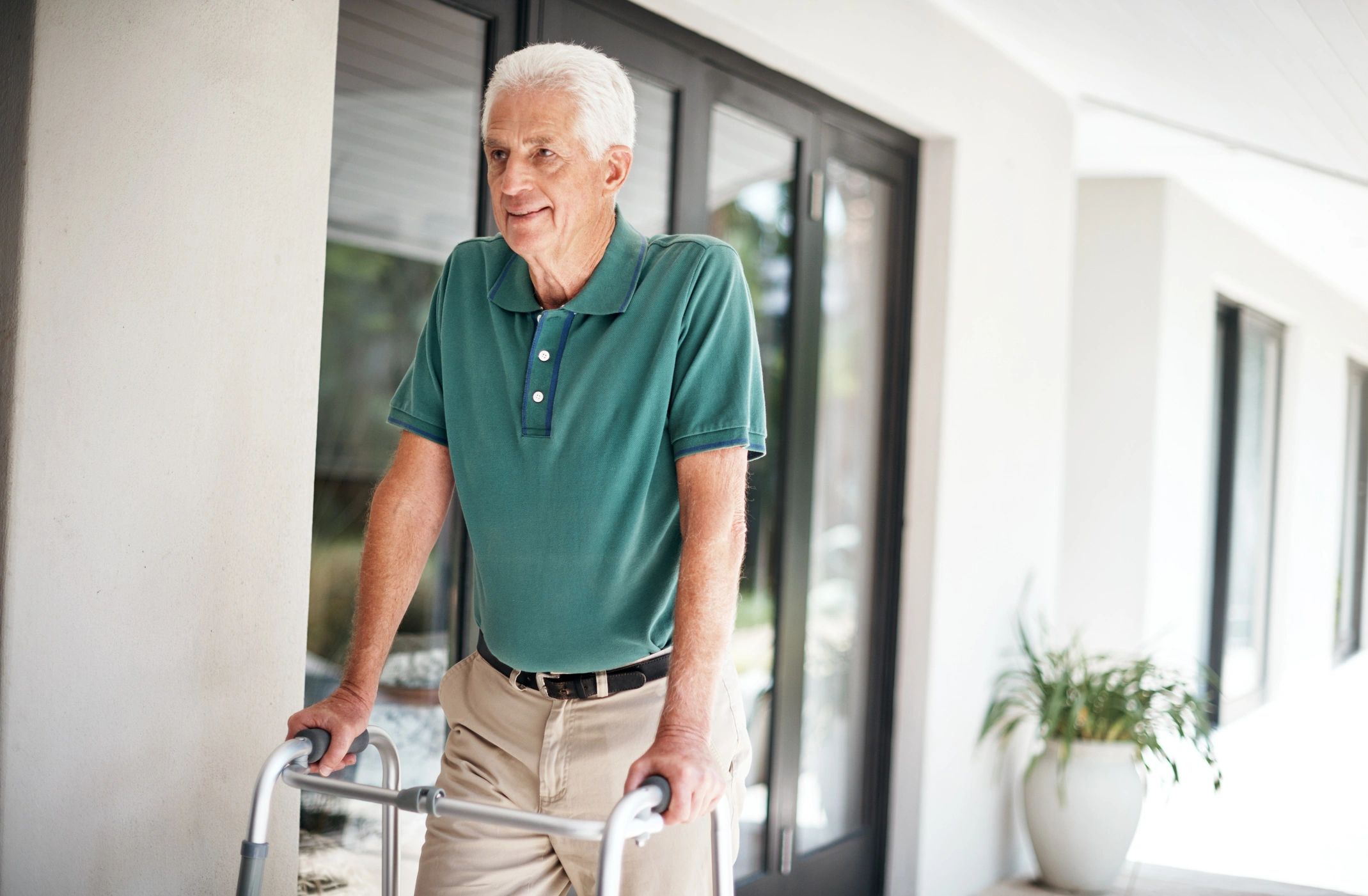 Older adult walking with support